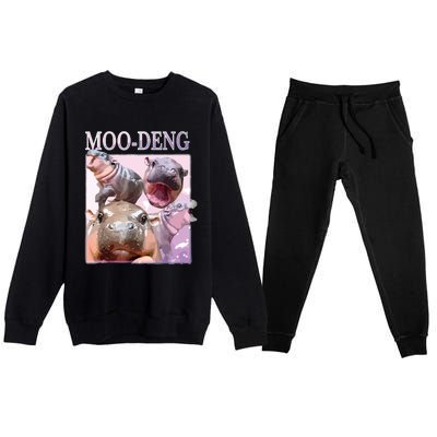 Moodeng The Famous Baby Pigmy Hippo Moodeng Premium Crewneck Sweatsuit Set