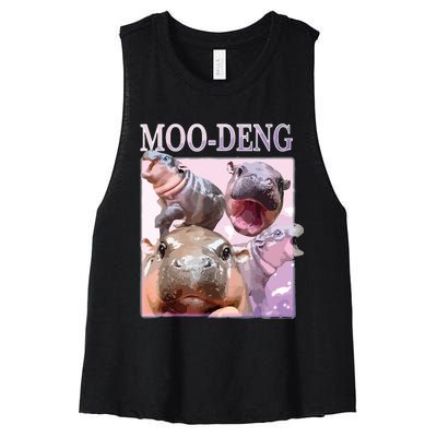 Moodeng The Famous Baby Pigmy Hippo Moodeng Women's Racerback Cropped Tank