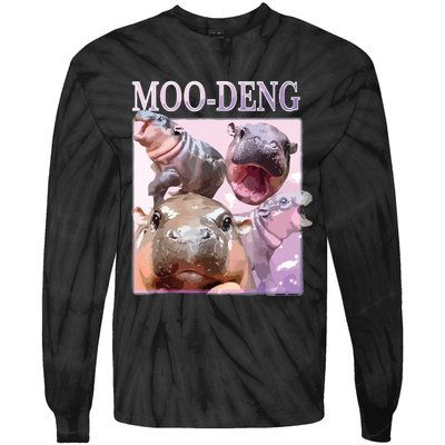 Moodeng The Famous Baby Pigmy Hippo Moodeng Tie-Dye Long Sleeve Shirt