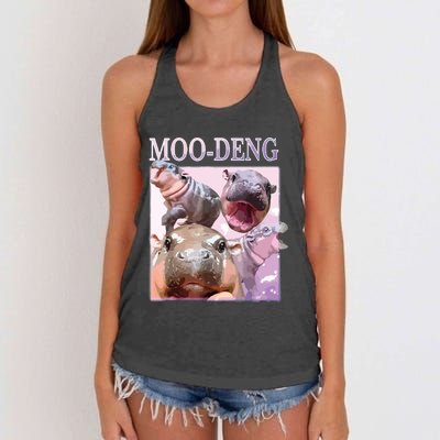 Moodeng The Famous Baby Pigmy Hippo Moodeng Women's Knotted Racerback Tank