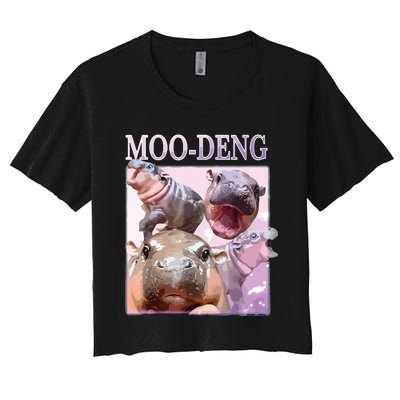 Moodeng The Famous Baby Pigmy Hippo Moodeng Women's Crop Top Tee