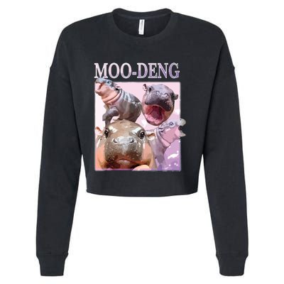 Moodeng The Famous Baby Pigmy Hippo Moodeng Cropped Pullover Crew