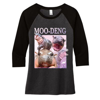 Moodeng The Famous Baby Pigmy Hippo Moodeng Women's Tri-Blend 3/4-Sleeve Raglan Shirt