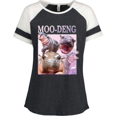 Moodeng The Famous Baby Pigmy Hippo Moodeng Enza Ladies Jersey Colorblock Tee