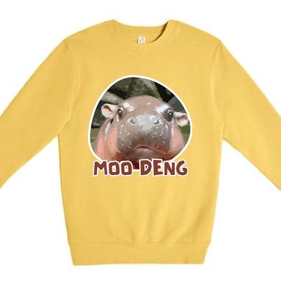 Moodeng The Famous Cute Baby Pigmy Hippo In Thailand Premium Crewneck Sweatshirt