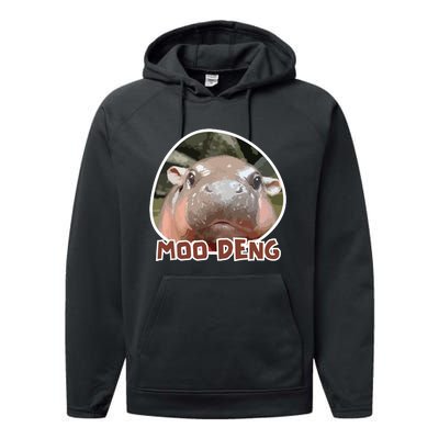 Moodeng The Famous Cute Baby Pigmy Hippo In Thailand Performance Fleece Hoodie