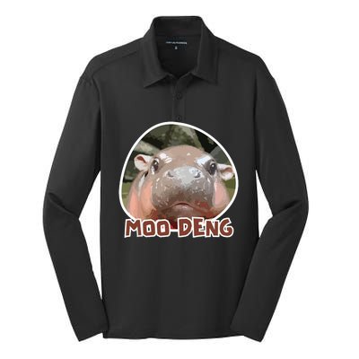 Moodeng The Famous Cute Baby Pigmy Hippo In Thailand Silk Touch Performance Long Sleeve Polo