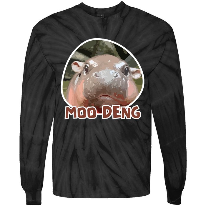 Moodeng The Famous Cute Baby Pigmy Hippo In Thailand Tie-Dye Long Sleeve Shirt