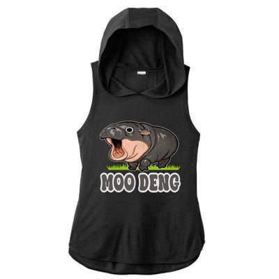 Moodeng The Famous Baby Pigmy Hippo Moodeng Ladies PosiCharge Tri-Blend Wicking Draft Hoodie Tank