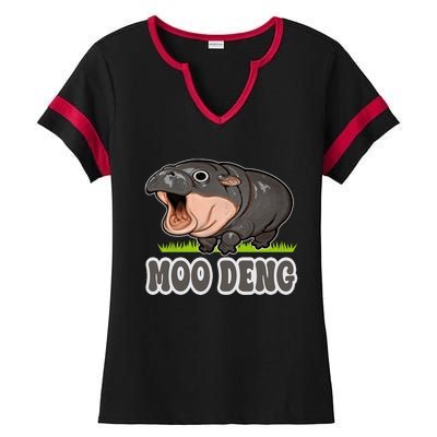 Moodeng The Famous Baby Pigmy Hippo Moodeng Ladies Halftime Notch Neck Tee