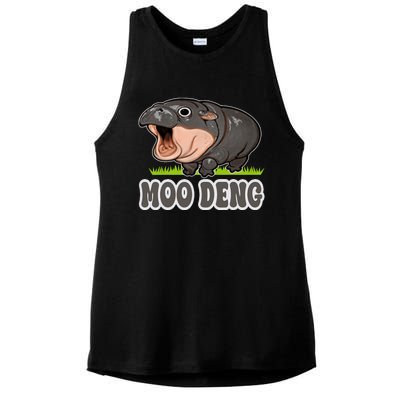 Moodeng The Famous Baby Pigmy Hippo Moodeng Ladies PosiCharge Tri-Blend Wicking Tank