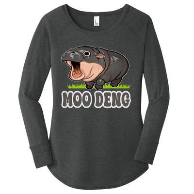 Moodeng The Famous Baby Pigmy Hippo Moodeng Women's Perfect Tri Tunic Long Sleeve Shirt