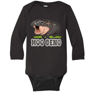 Moodeng The Famous Baby Pigmy Hippo Moodeng Baby Long Sleeve Bodysuit