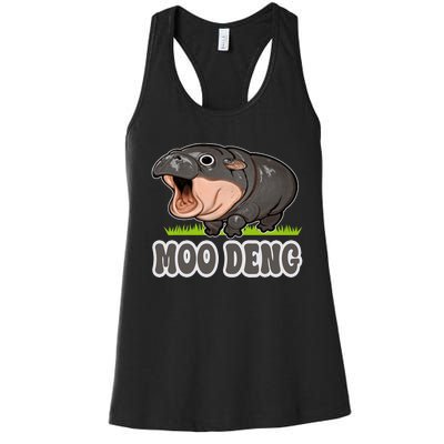 Moodeng The Famous Baby Pigmy Hippo Moodeng Women's Racerback Tank