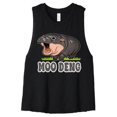 Moodeng The Famous Baby Pigmy Hippo Moodeng Women's Racerback Cropped Tank