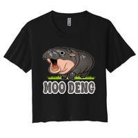 Moodeng The Famous Baby Pigmy Hippo Moodeng Women's Crop Top Tee