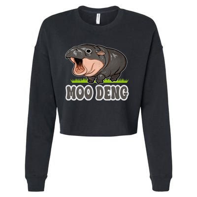 Moodeng The Famous Baby Pigmy Hippo Moodeng Cropped Pullover Crew