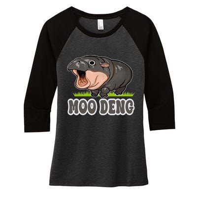 Moodeng The Famous Baby Pigmy Hippo Moodeng Women's Tri-Blend 3/4-Sleeve Raglan Shirt