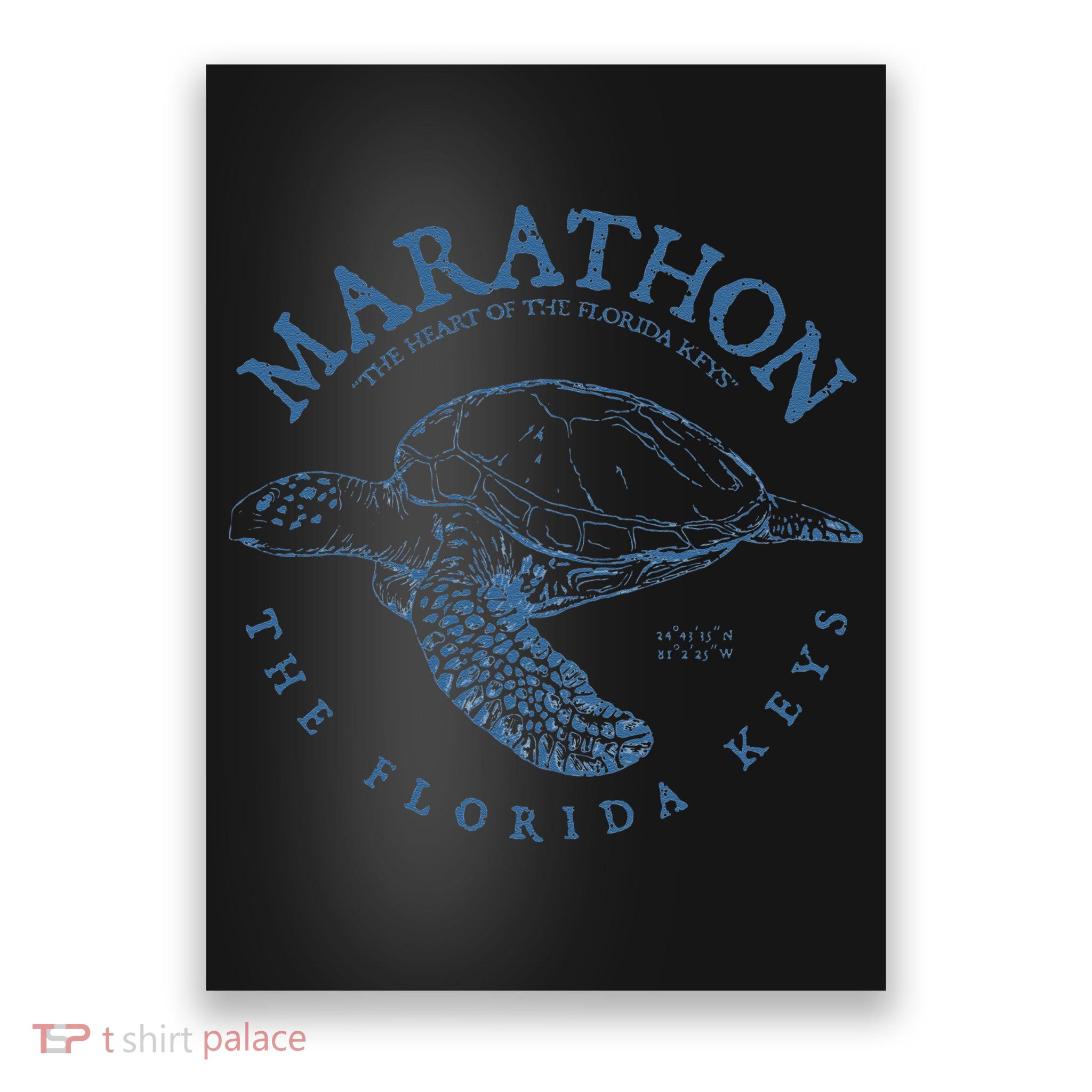 Marathon Turtle Florida Keys Scuba Fishing Diving Tee Poster