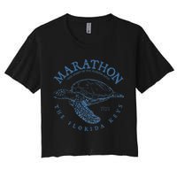 Marathon Turtle Florida Keys Scuba Fishing Diving Tee Women's Crop Top Tee