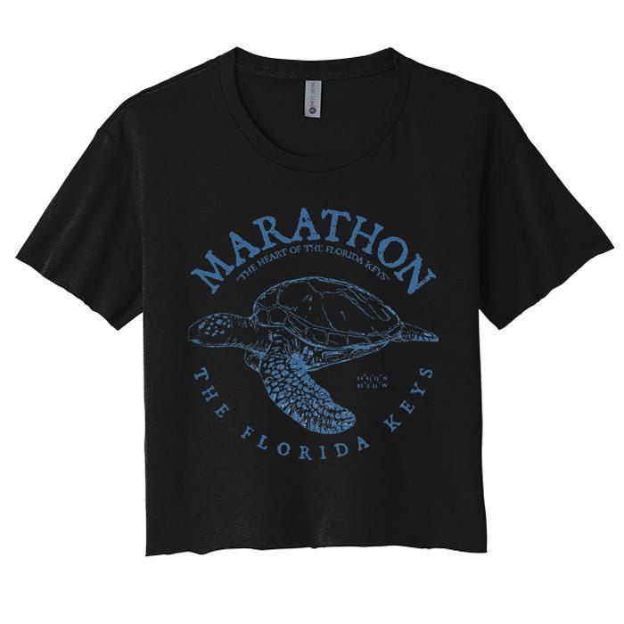Marathon Turtle Florida Keys Scuba Fishing Diving Tee Women's Crop Top Tee