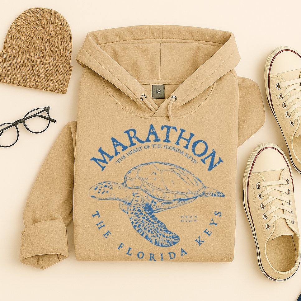 Marathon Turtle Florida Keys Scuba Fishing Diving Tee Hoodie