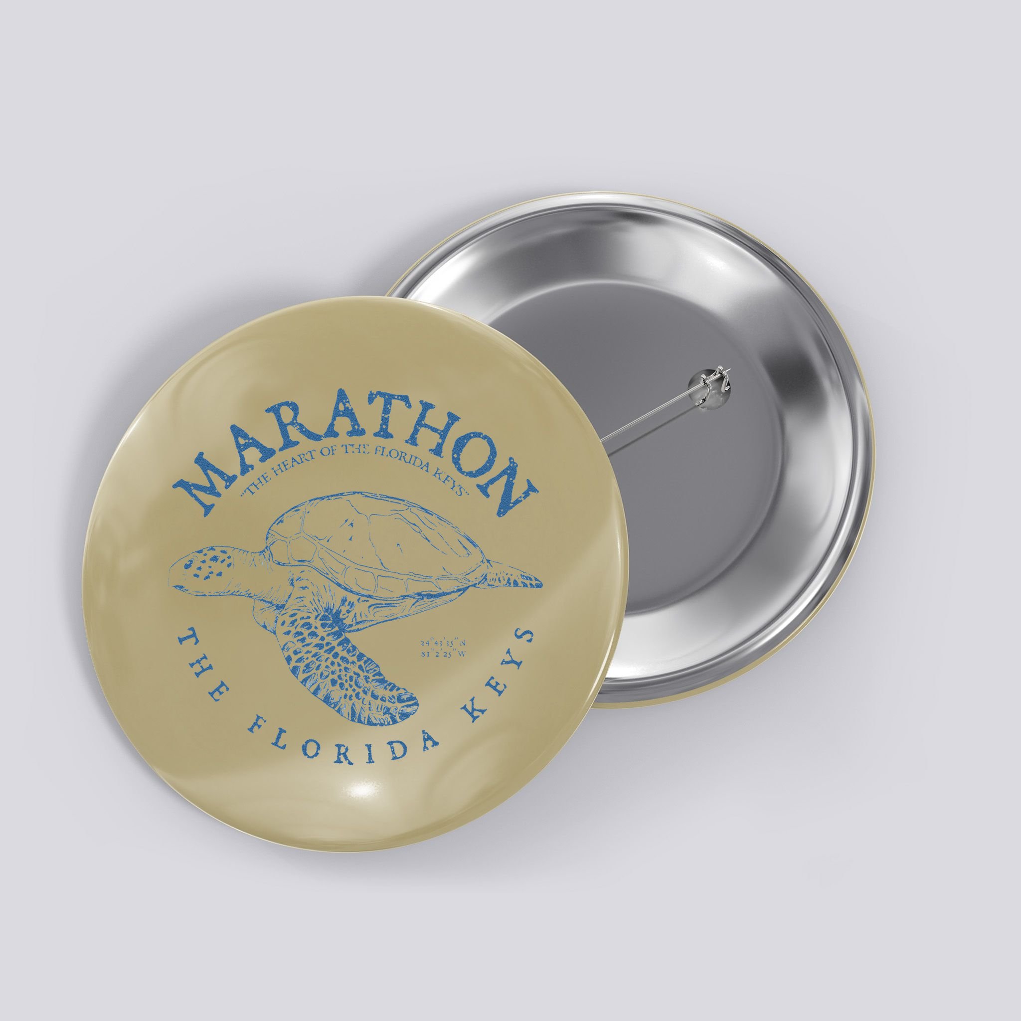 Marathon Turtle Florida Keys Scuba Fishing Diving Tee Button
