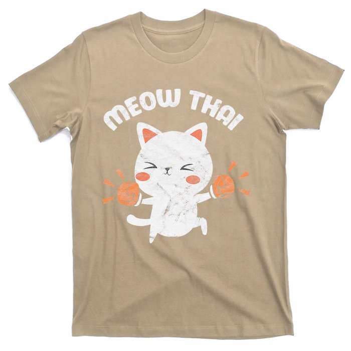 Meow Thai Funny Cat Kitten Martial Art Kickboxing Vintage T-Shirt