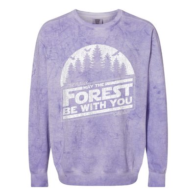 May The Forest Be With You Nature Camp Distressed Graphic Colorblast Crewneck Sweatshirt