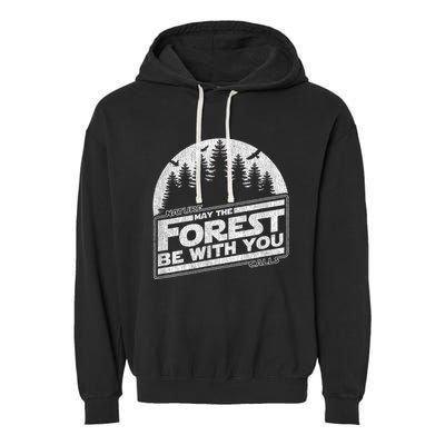 May The Forest Be With You Nature Camp Distressed Graphic Garment-Dyed Fleece Hoodie