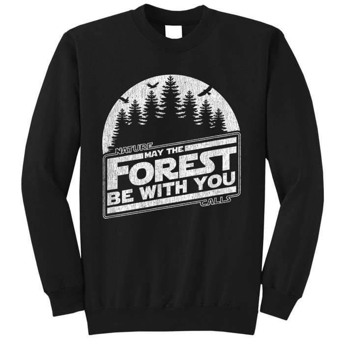 May The Forest Be With You Nature Camp Distressed Graphic Sweatshirt