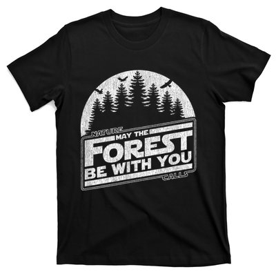 May The Forest Be With You Nature Camp Distressed Graphic T-Shirt