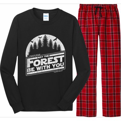 May The Forest Be With You Nature Camp Distressed Graphic Long Sleeve Pajama Set