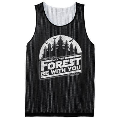 May The Forest Be With You Nature Camp Distressed Graphic Mesh Reversible Basketball Jersey Tank