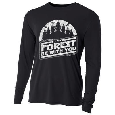 May The Forest Be With You Nature Camp Distressed Graphic Cooling Performance Long Sleeve Crew