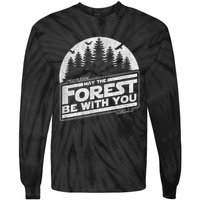 May The Forest Be With You Nature Camp Distressed Graphic Tie-Dye Long Sleeve Shirt