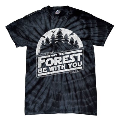 May The Forest Be With You Nature Camp Distressed Graphic Tie-Dye T-Shirt