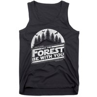 May The Forest Be With You Nature Camp Distressed Graphic Tank Top