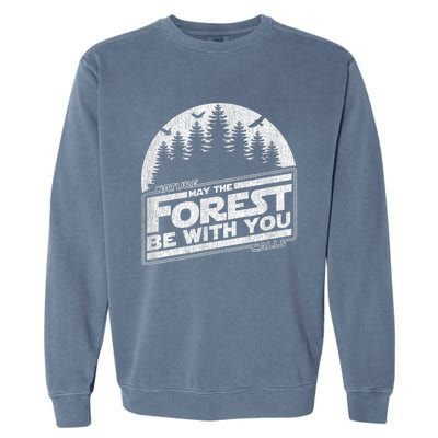 May The Forest Be With You Nature Camp Distressed Graphic Garment-Dyed Sweatshirt