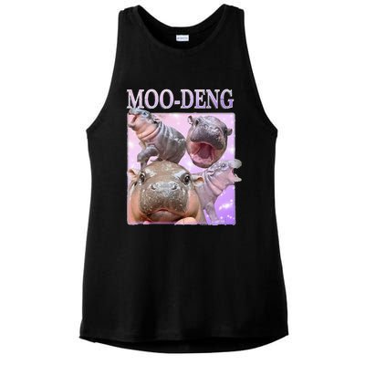 Moodeng The Famous Baby Pigmy Hippo Moodeng Ladies PosiCharge Tri-Blend Wicking Tank