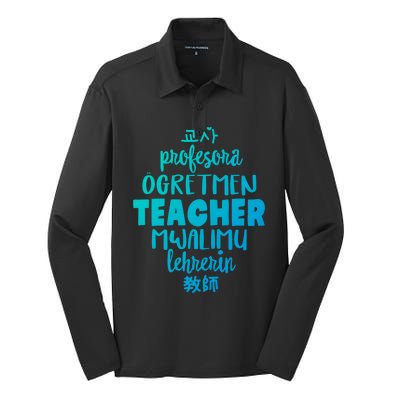 Multilingual Teacher Foreign Language Teachers Esl Tesol Efl Cool Gift Silk Touch Performance Long Sleeve Polo