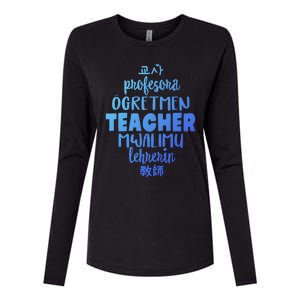 Multilingual Teacher Foreign Language Teachers Esl Tesol Efl Cool Gift Womens Cotton Relaxed Long Sleeve T-Shirt