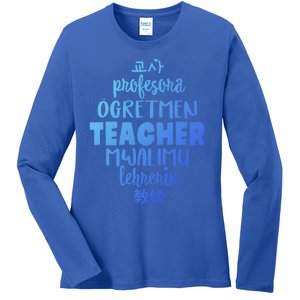 Multilingual Teacher Foreign Language Teachers Esl Tesol Efl Cool Gift Ladies Long Sleeve Shirt