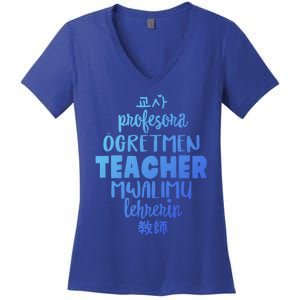 Multilingual Teacher Foreign Language Teachers Esl Tesol Efl Cool Gift Women's V-Neck T-Shirt