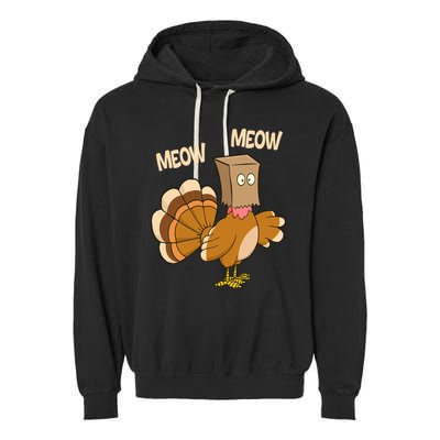 Meow Turkey Funny Thanksgiving Garment-Dyed Fleece Hoodie