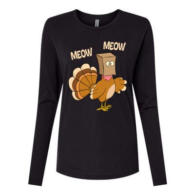 Meow Turkey Funny Thanksgiving Womens Cotton Relaxed Long Sleeve T-Shirt