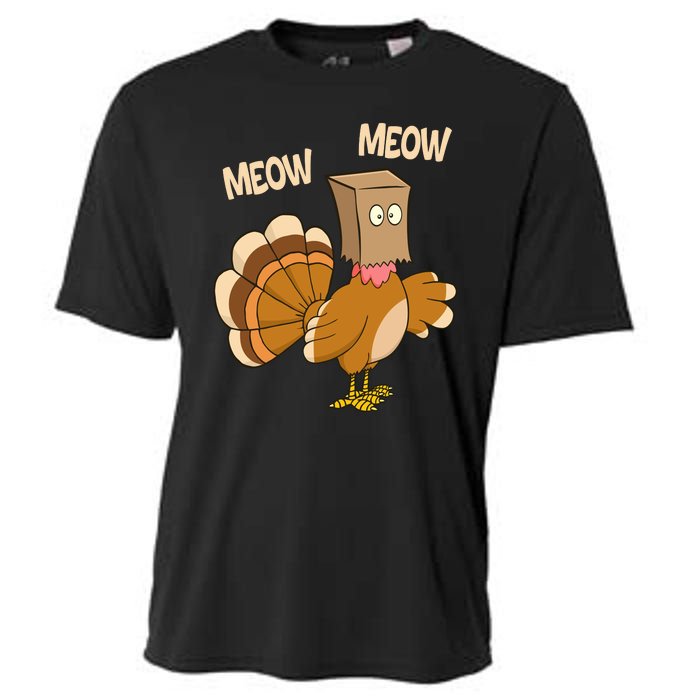 Meow Turkey Funny Thanksgiving Cooling Performance Crew T-Shirt