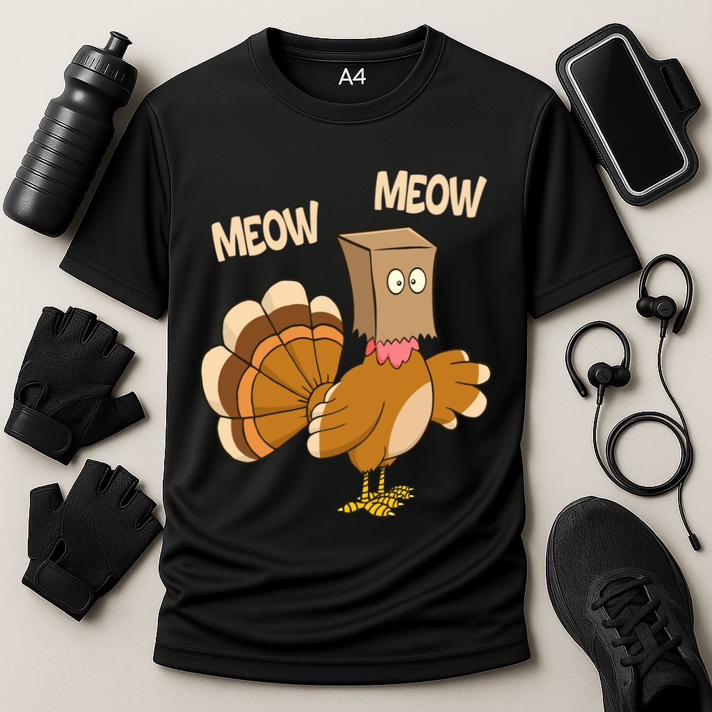 Meow Turkey Funny Thanksgiving Performance Shirt