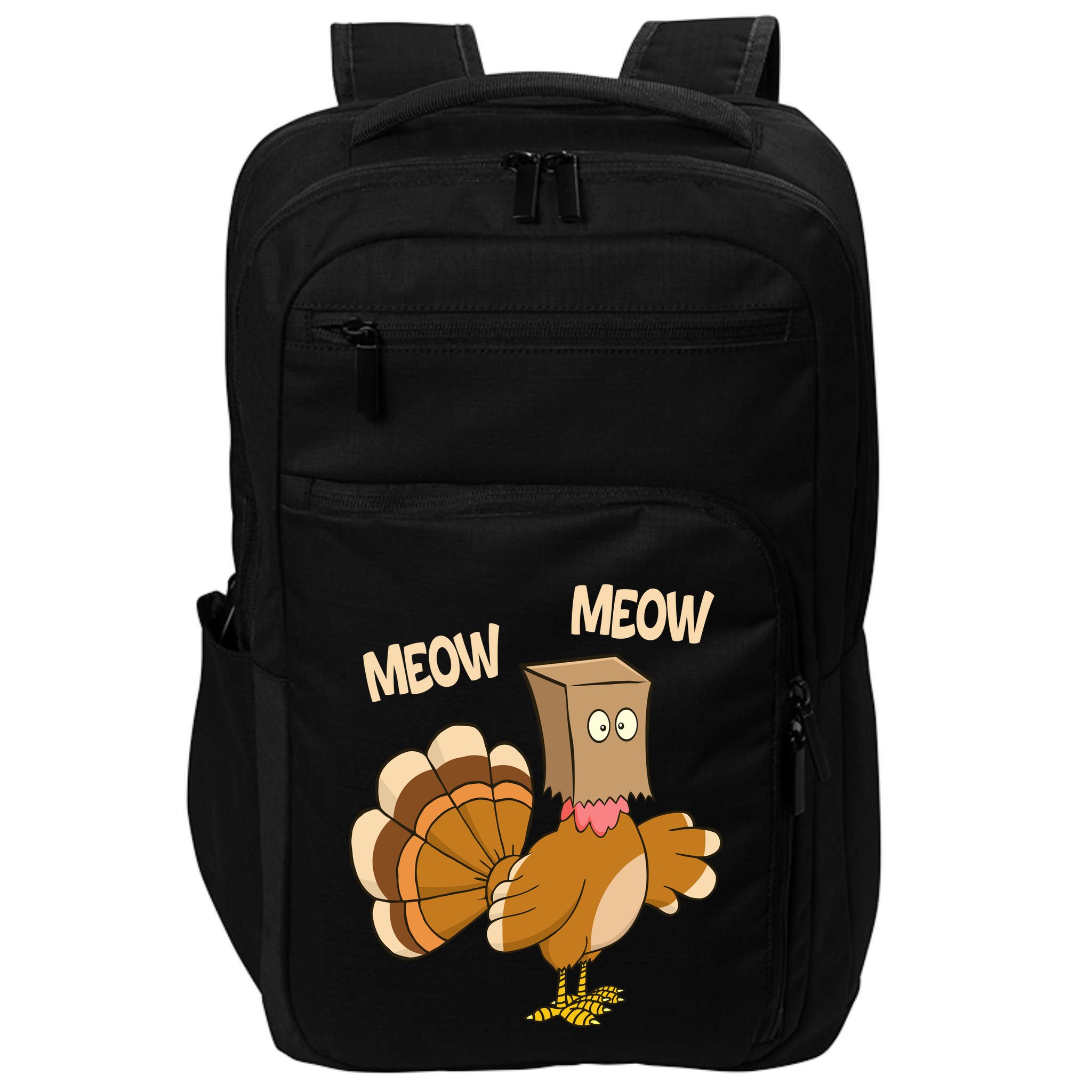 Meow Turkey Funny Thanksgiving Impact Tech Backpack