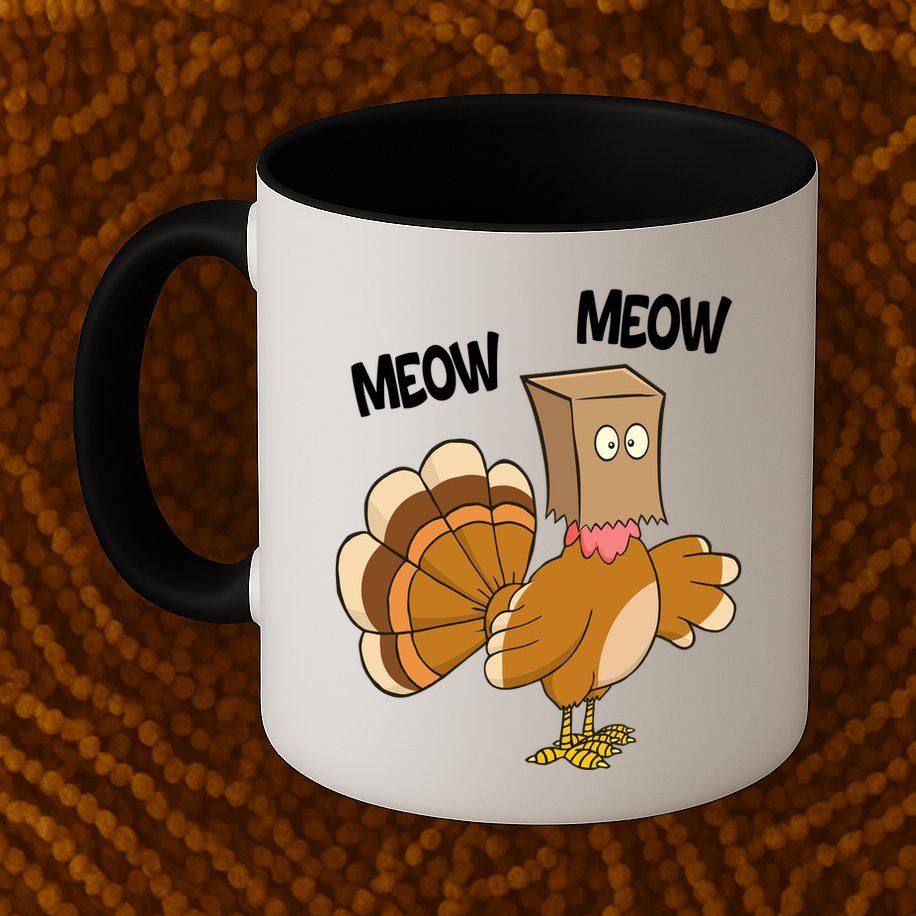 Meow Turkey Funny Thanksgiving Mug